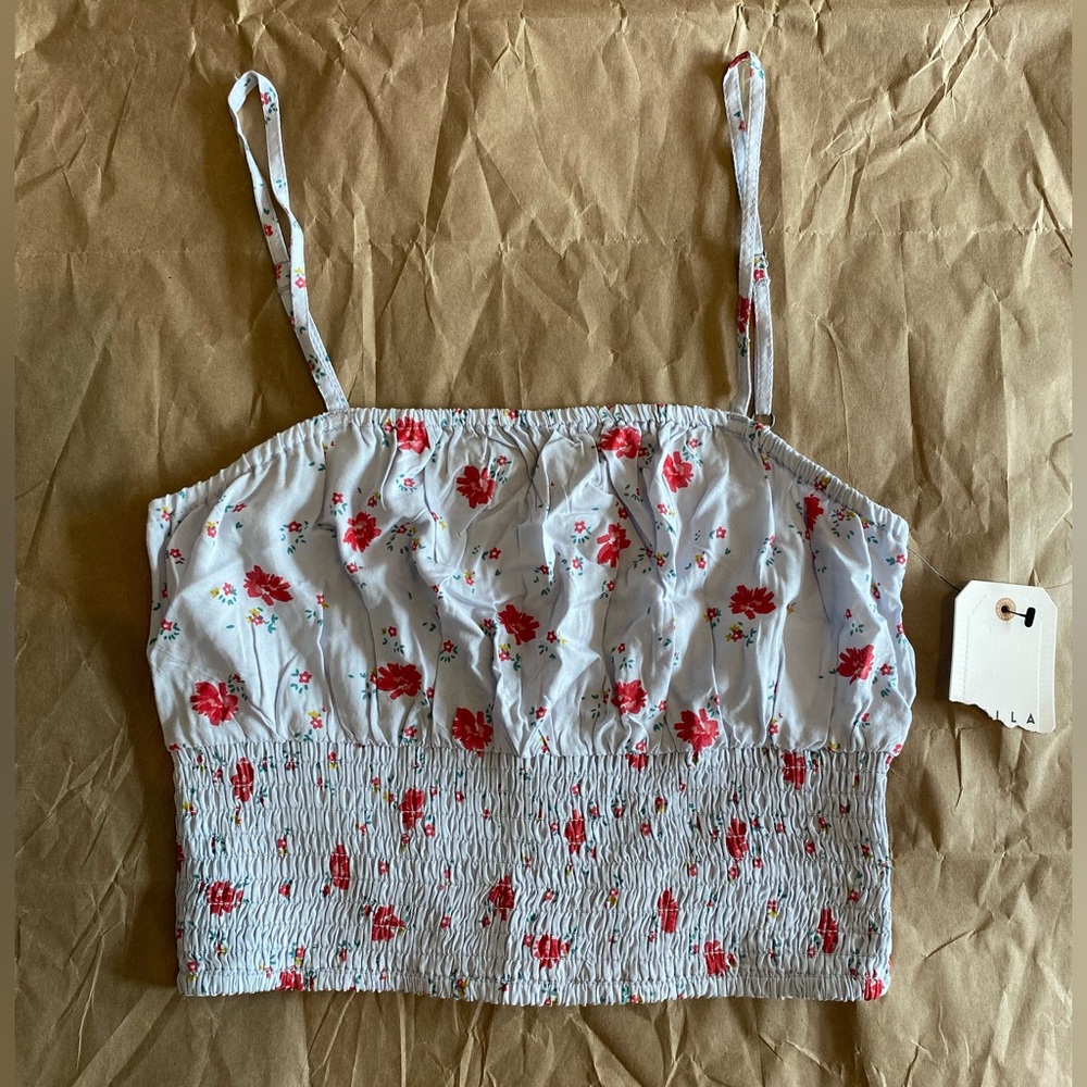 Billabong Floral Smocked Crop Top NWT | Size S | Pastel Summer Cami